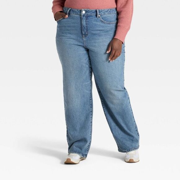Ava & Viv - Women's High-Rise Straight Leg Jeans - Ava & Viv M Medium Wash - Picture 1 of 3